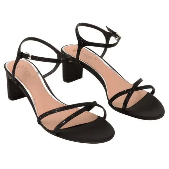 Jewel Badgley Mischka Omari Il Buckle-Detail Satin Block Heels Size 9 - Picture 4 of 13